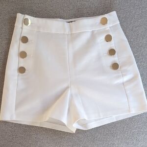 Express High Waist White Shorts with Metallic Accents
